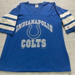 Vtg Indianapolis Colts Logo 7 Made In USA V neck Shirt Large NFL 1993